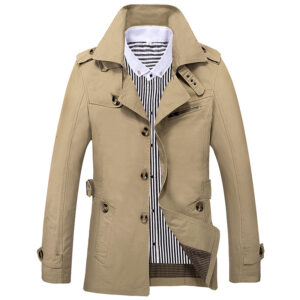 Men's Fashion Casual Solid Color Trench Coat